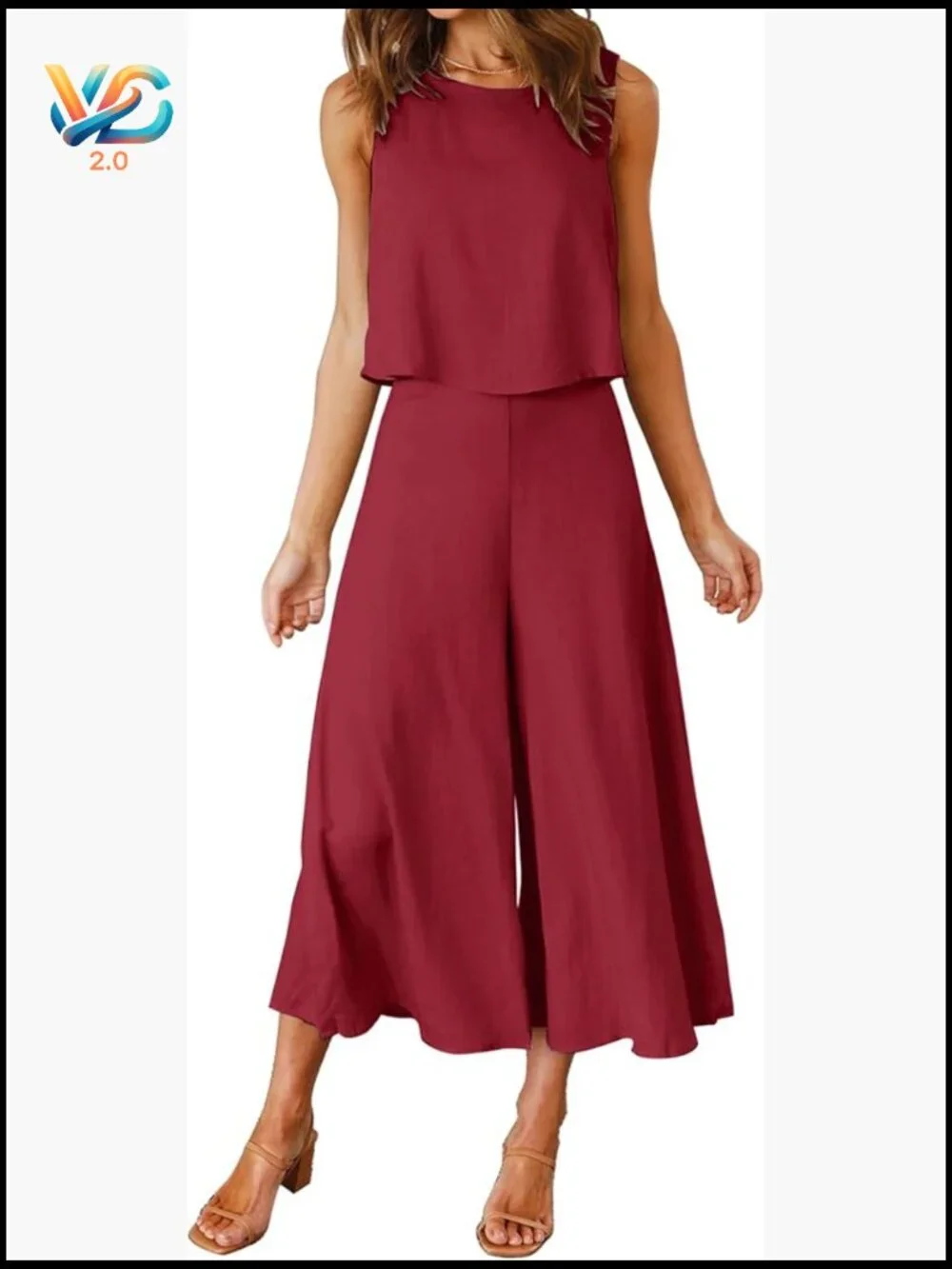 2 Piece Outfits Crop Top Wide Leg Pants Set Jumpsuit Summer Casual - Picture 1 of 6